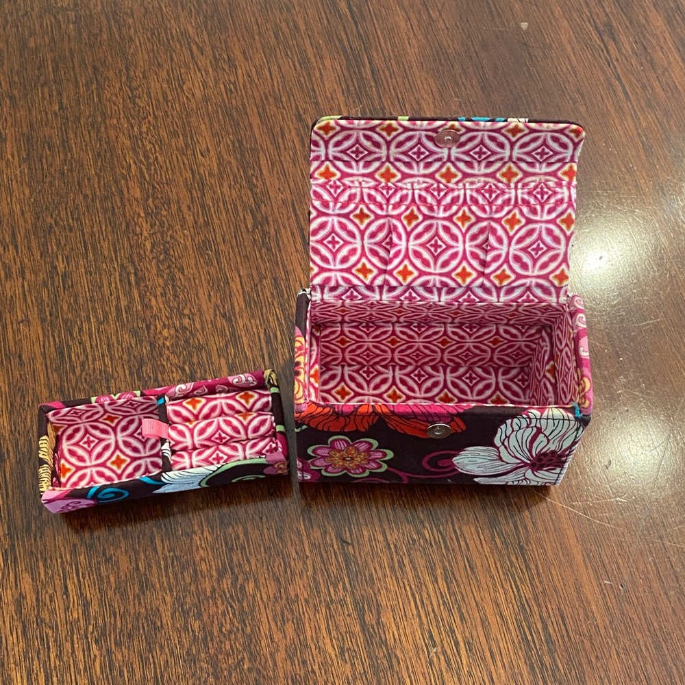 Vera Bradley Brown Pink Floral Travel Jewelry Box Case - Picture 7 of 7